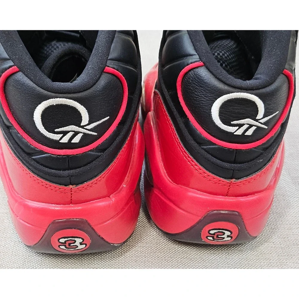 Reebok Question Mid Mens 6.5 Black Red Patent Leather Allen Iverson GV7182 Shoes